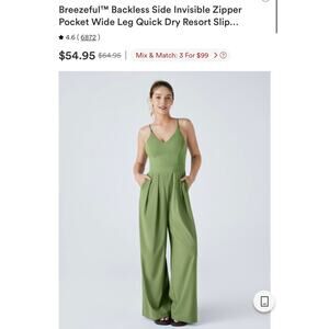 Halara Breezeful Backless Wide Leg Jumpsuit Green S (4/6) |